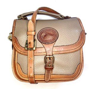 Vintage Dooney & Bourke R123 Surrey Pony Express Handbag Crossbody Satchel Taupe